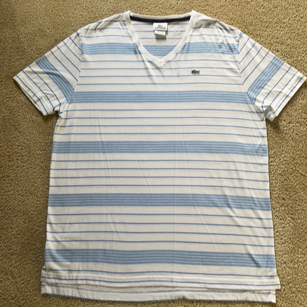 Lacoste blue and white striped T-shirt